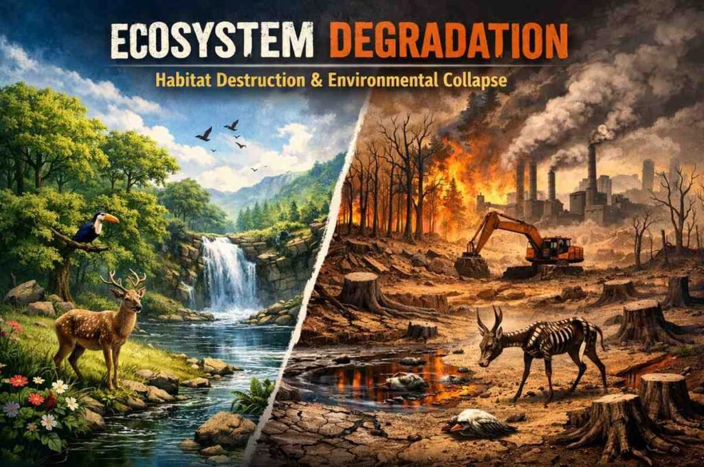 ecosystem degradation due to habitat destruction