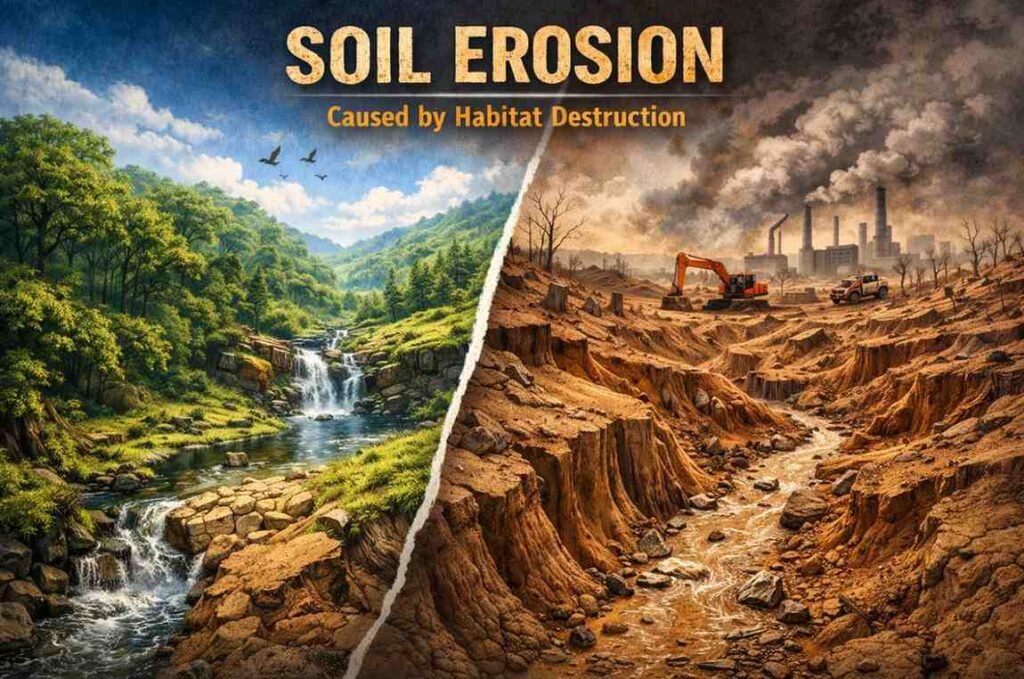 soil erosion caused by habitat destruction